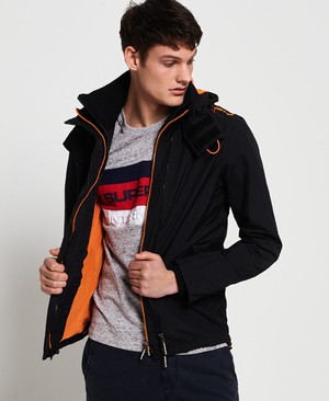 Superdry Hooded Technical Pop Cipzár SD-Windcheater Férfi Kabát Fekete/Narancssárga | OYRTL2851